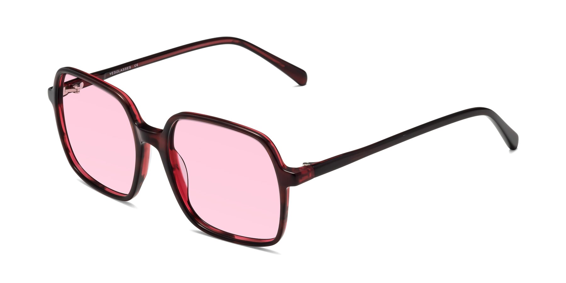 Angle of 1463 in Wine with Light Pink Tinted Lenses