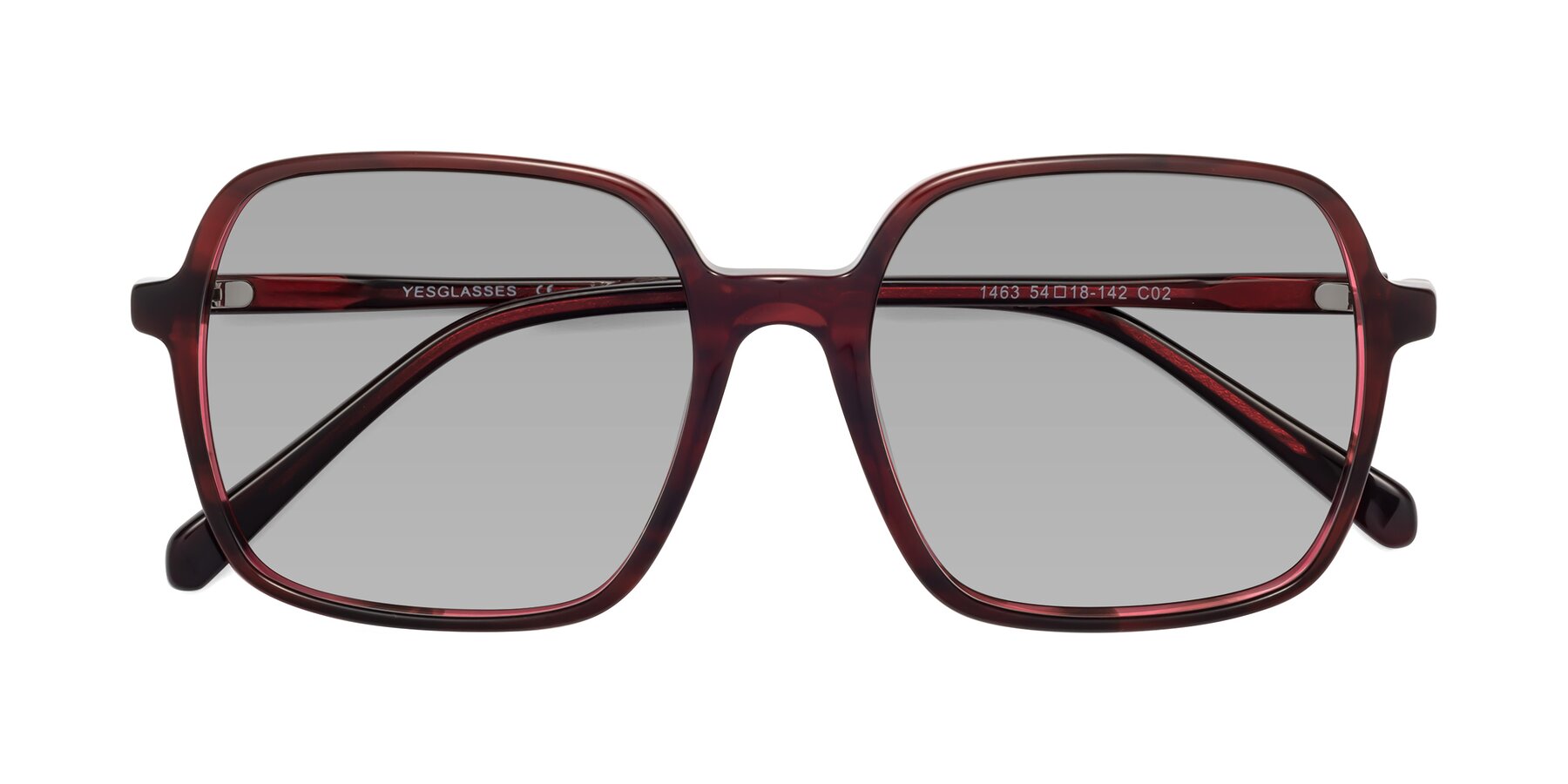 Folded Front of 1463 in Wine with Light Gray Tinted Lenses