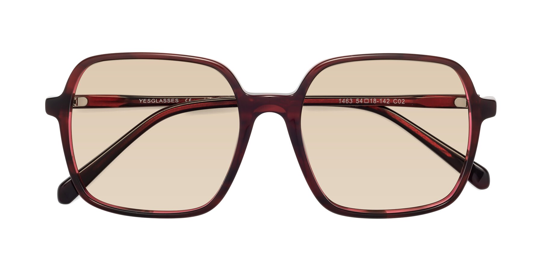 Folded Front of 1463 in Wine with Light Brown Tinted Lenses