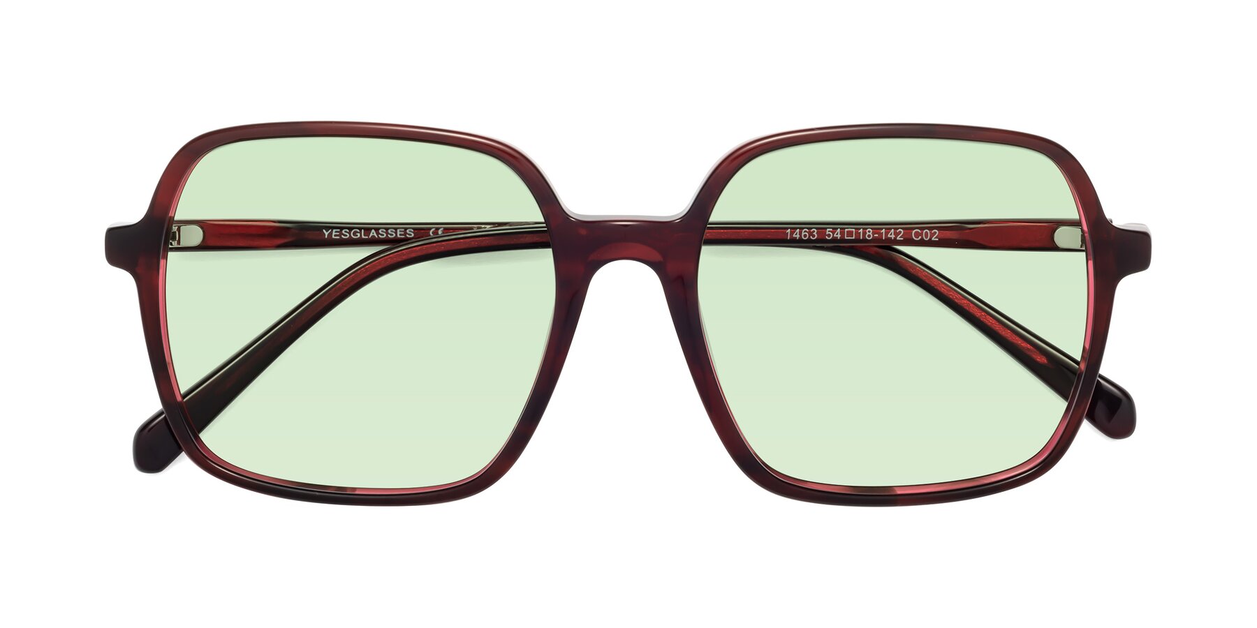 Folded Front of 1463 in Wine with Light Green Tinted Lenses
