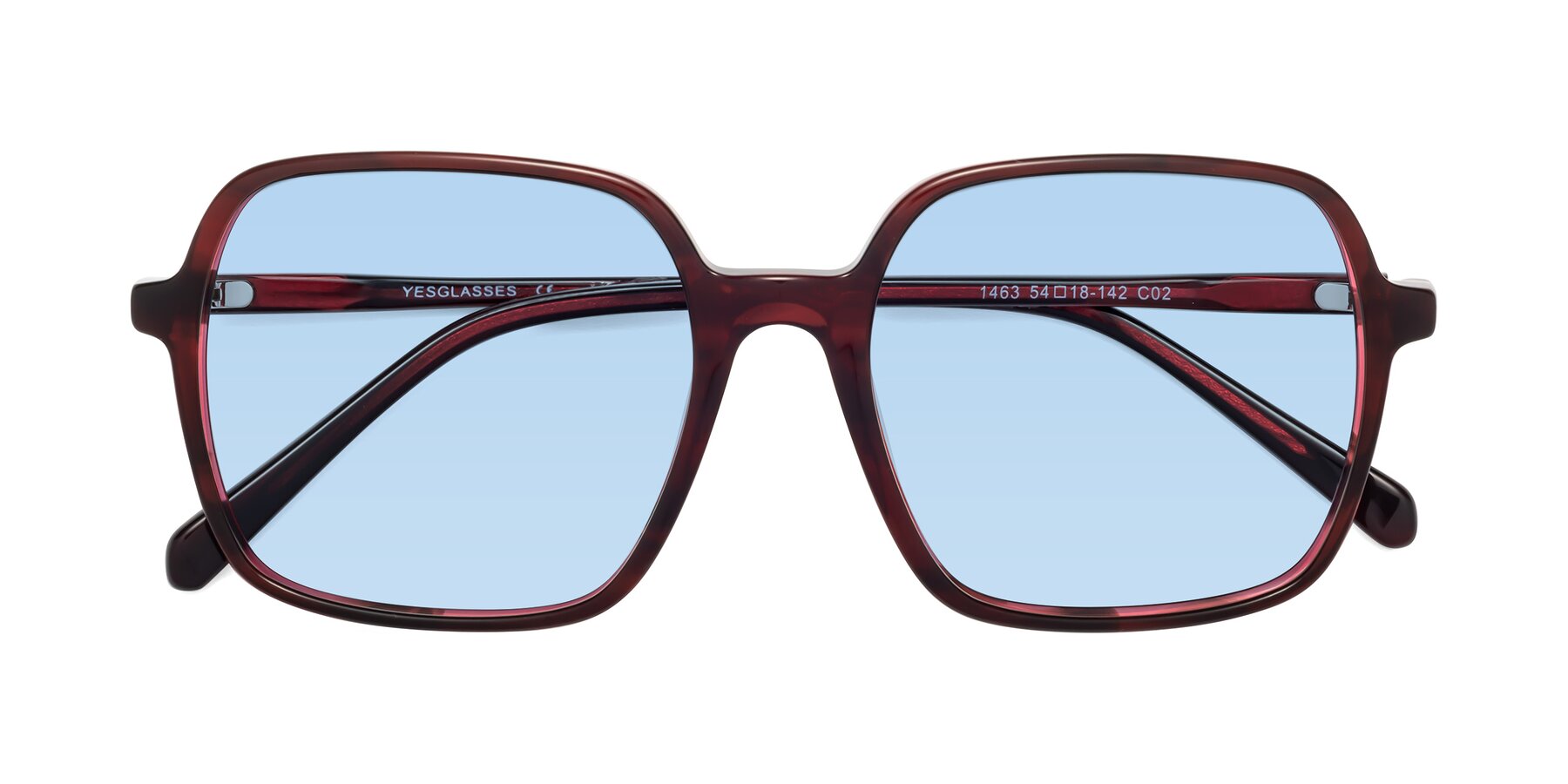 Folded Front of 1463 in Wine with Light Blue Tinted Lenses