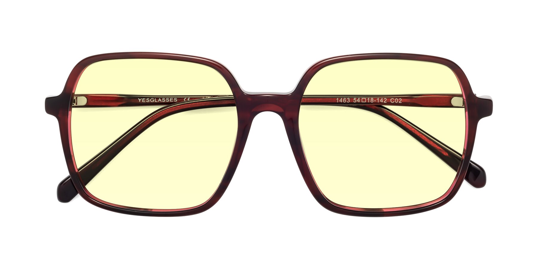 Folded Front of 1463 in Wine with Light Yellow Tinted Lenses