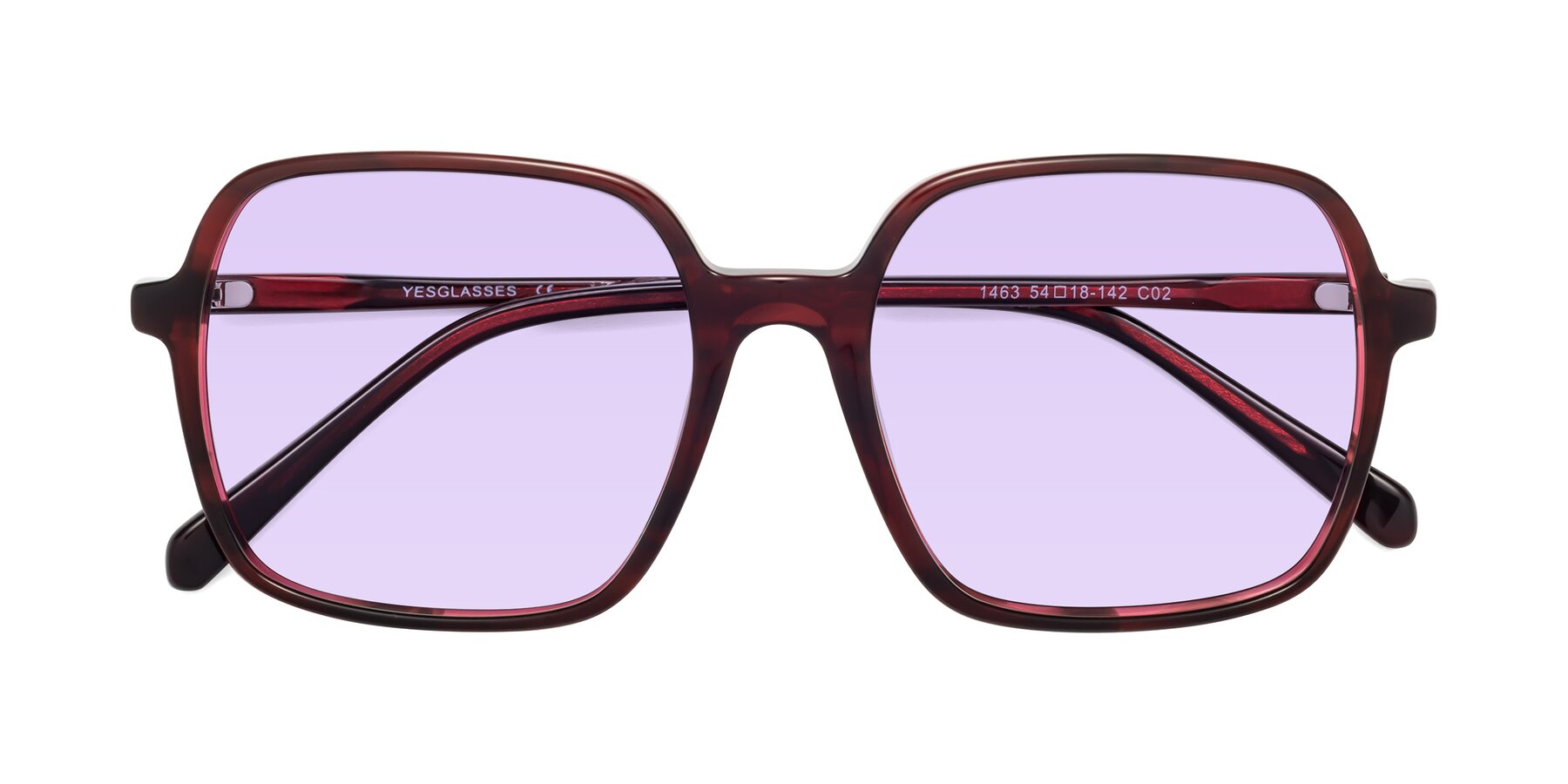 Folded Front of 1463 in Wine with Light Purple Tinted Lenses