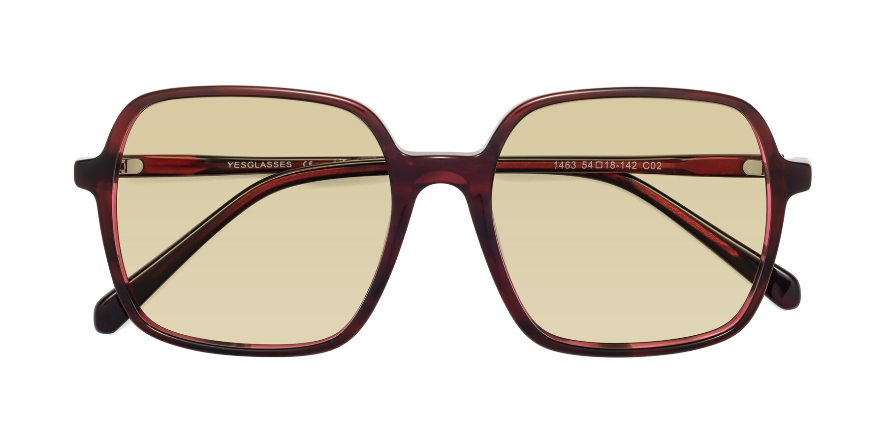 Folded Front of 1463 in Wine with Light Champagne Tinted Lenses