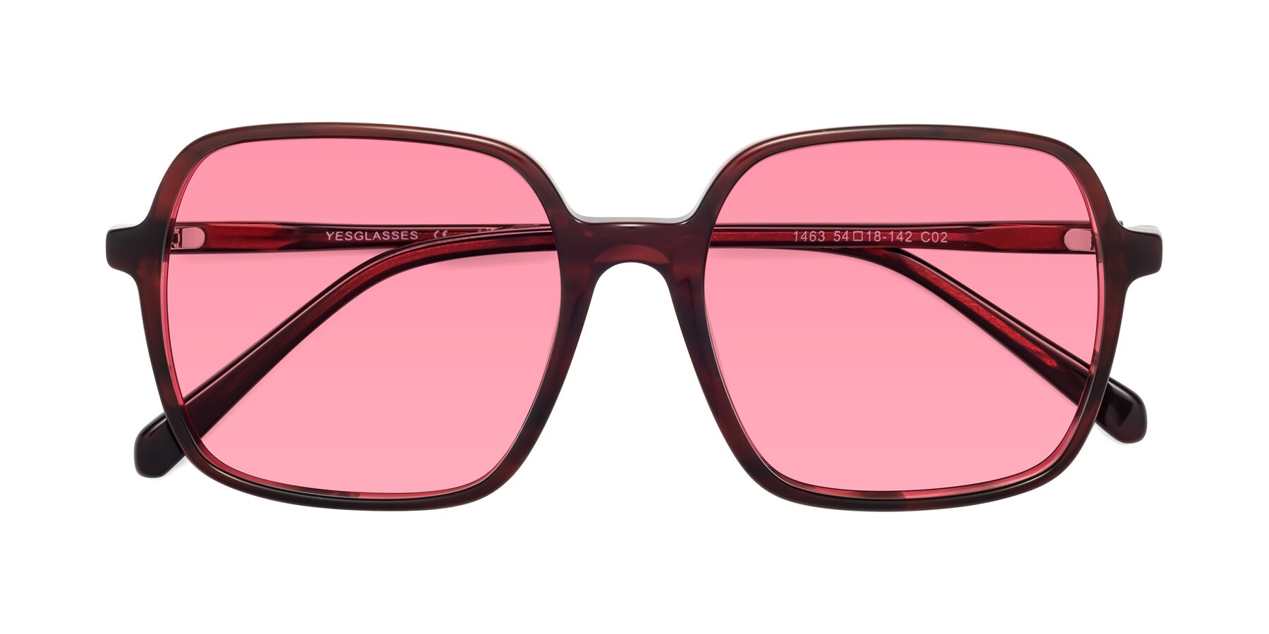 Folded Front of 1463 in Wine with Pink Tinted Lenses