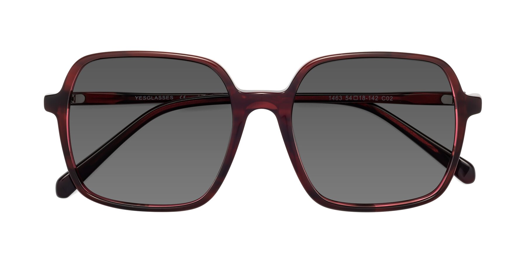 Folded Front of 1463 in Wine with Medium Gray Tinted Lenses