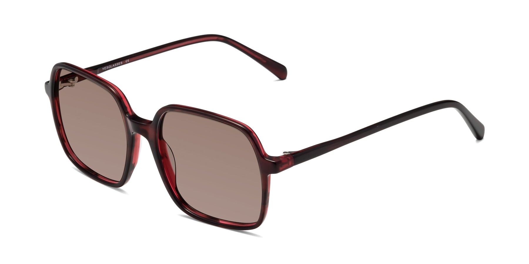 Angle of 1463 in Wine with Medium Brown Tinted Lenses
