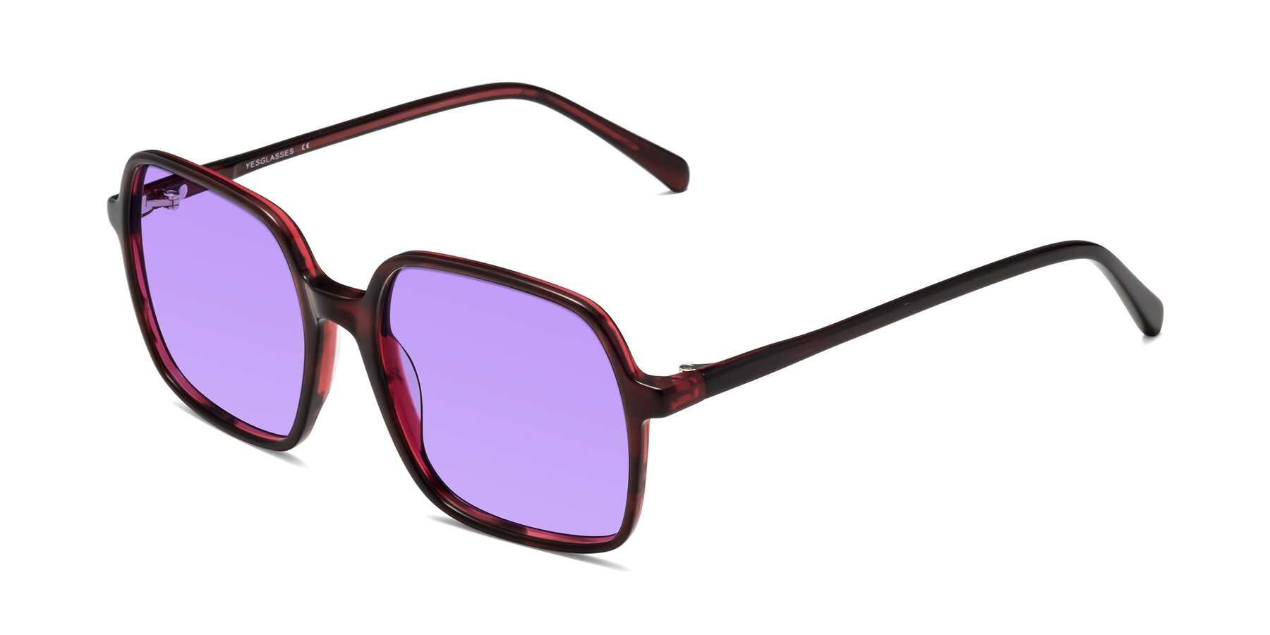 Angle of 1463 in Wine with Medium Purple Tinted Lenses