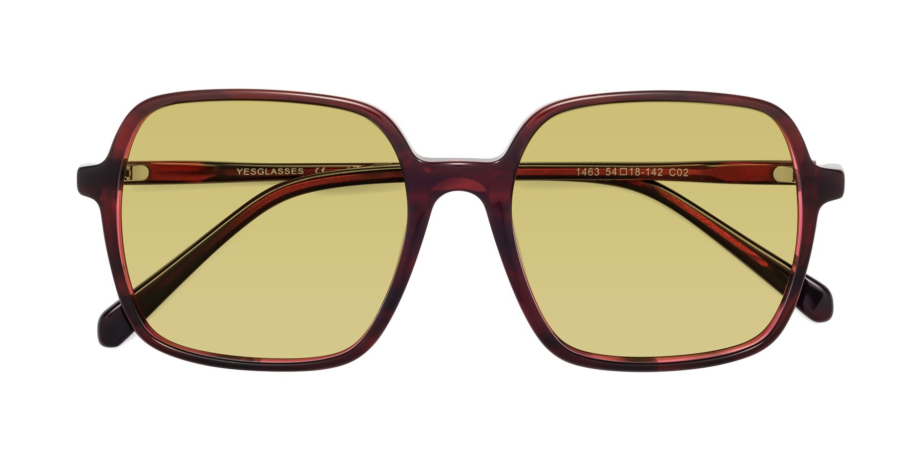 Folded Front of 1463 in Wine with Medium Champagne Tinted Lenses