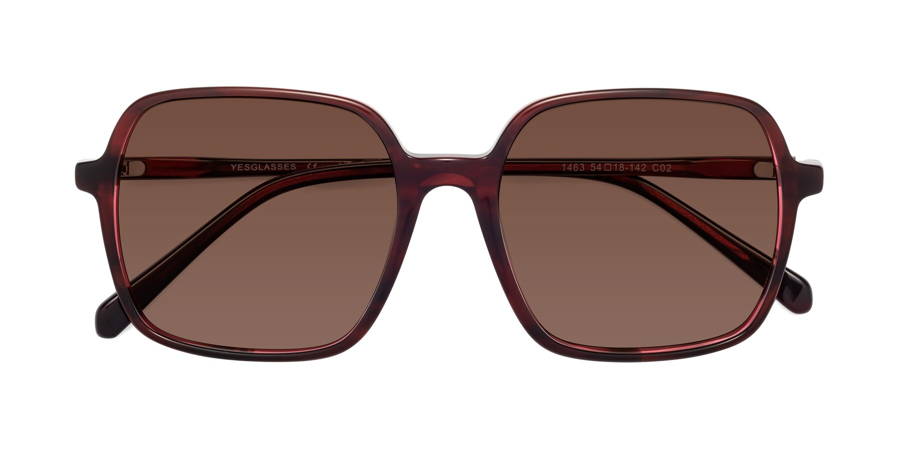 Folded Front of 1463 in Wine with Brown Tinted Lenses