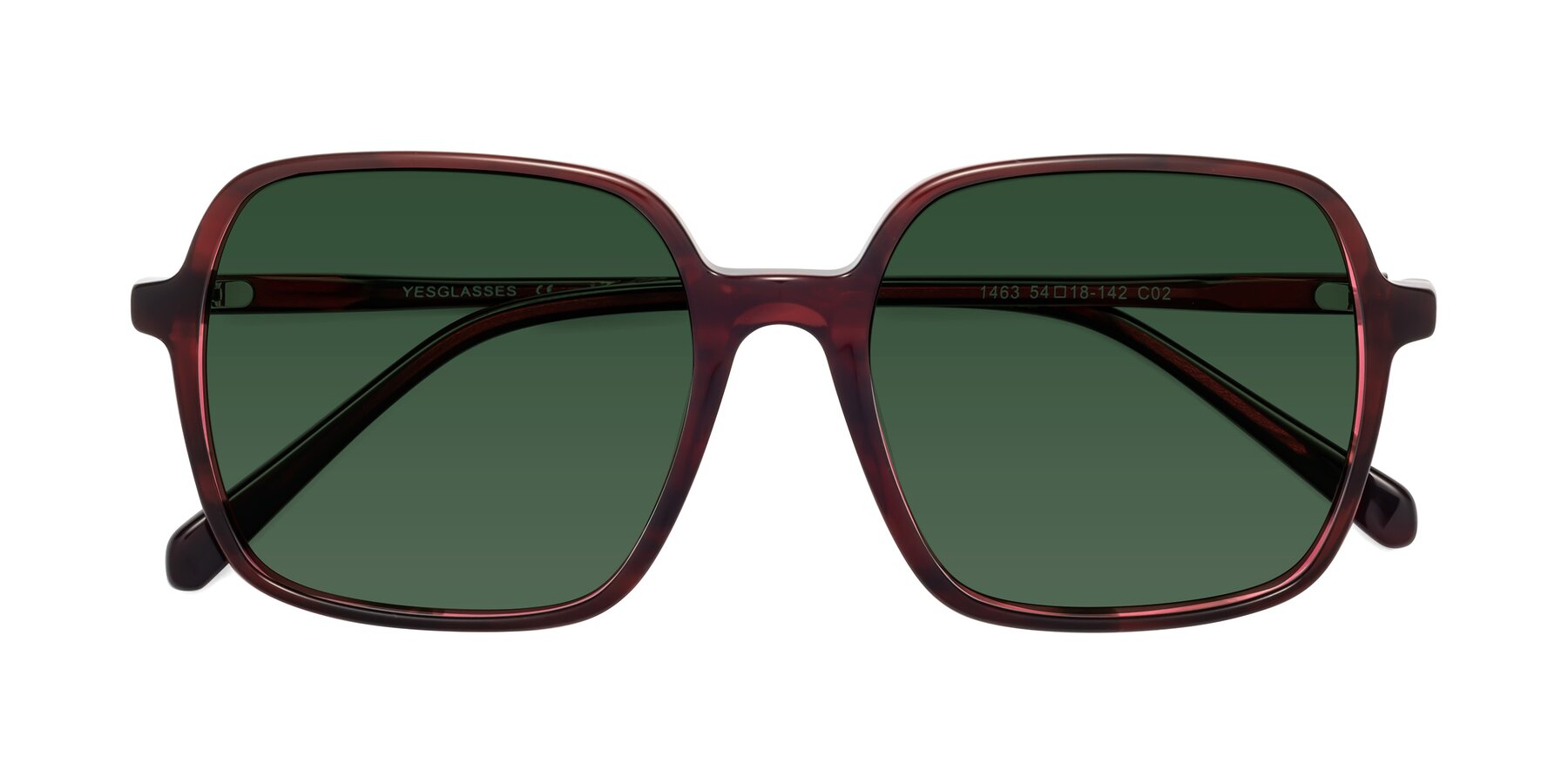 Folded Front of 1463 in Wine with Green Tinted Lenses