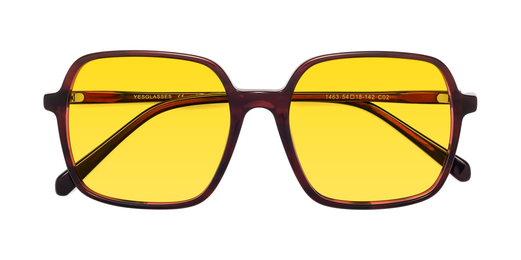 Folded Front of 1463 in Wine with Yellow Tinted Lenses
