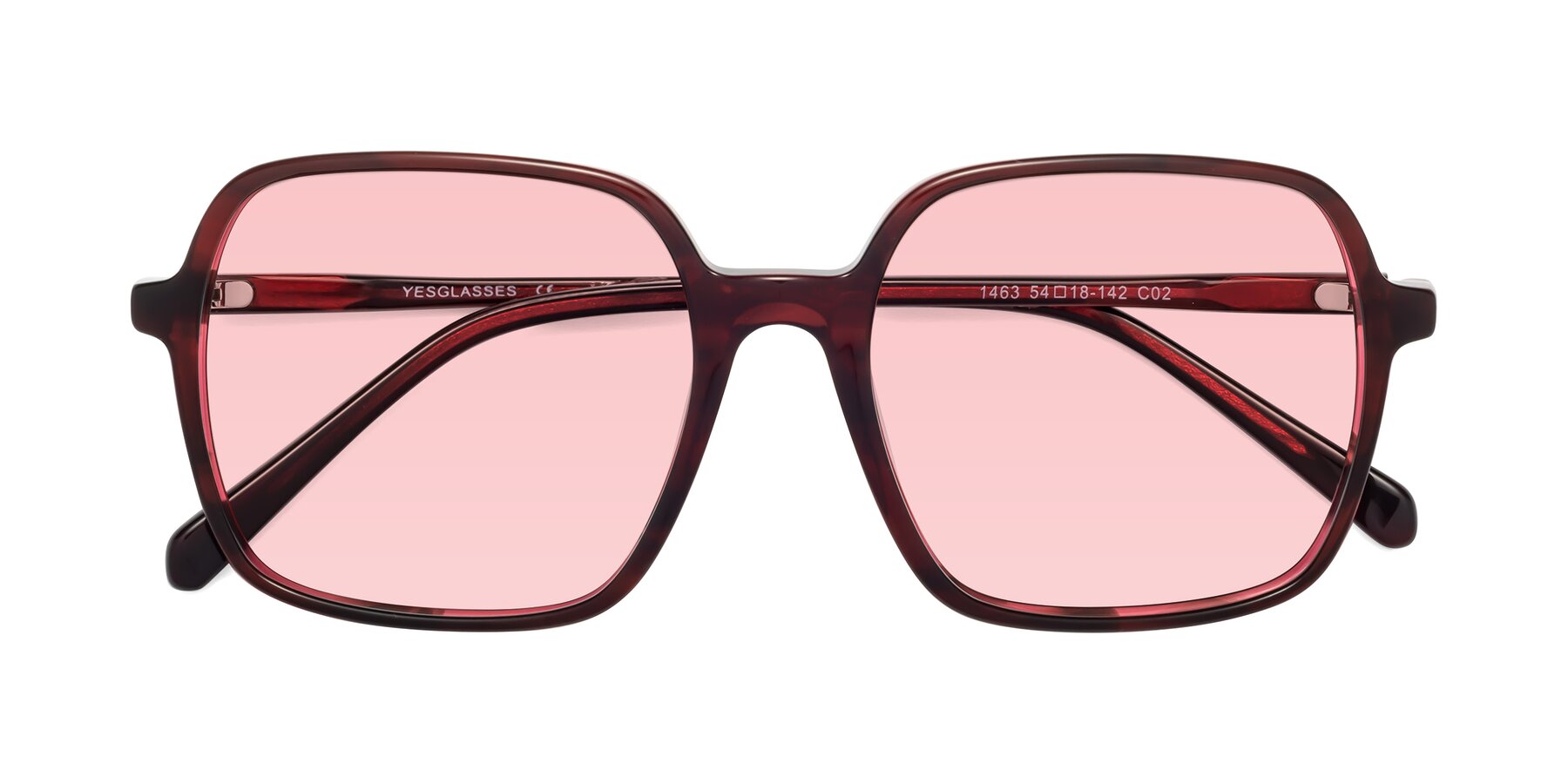 Folded Front of 1463 in Wine with Light Garnet Tinted Lenses