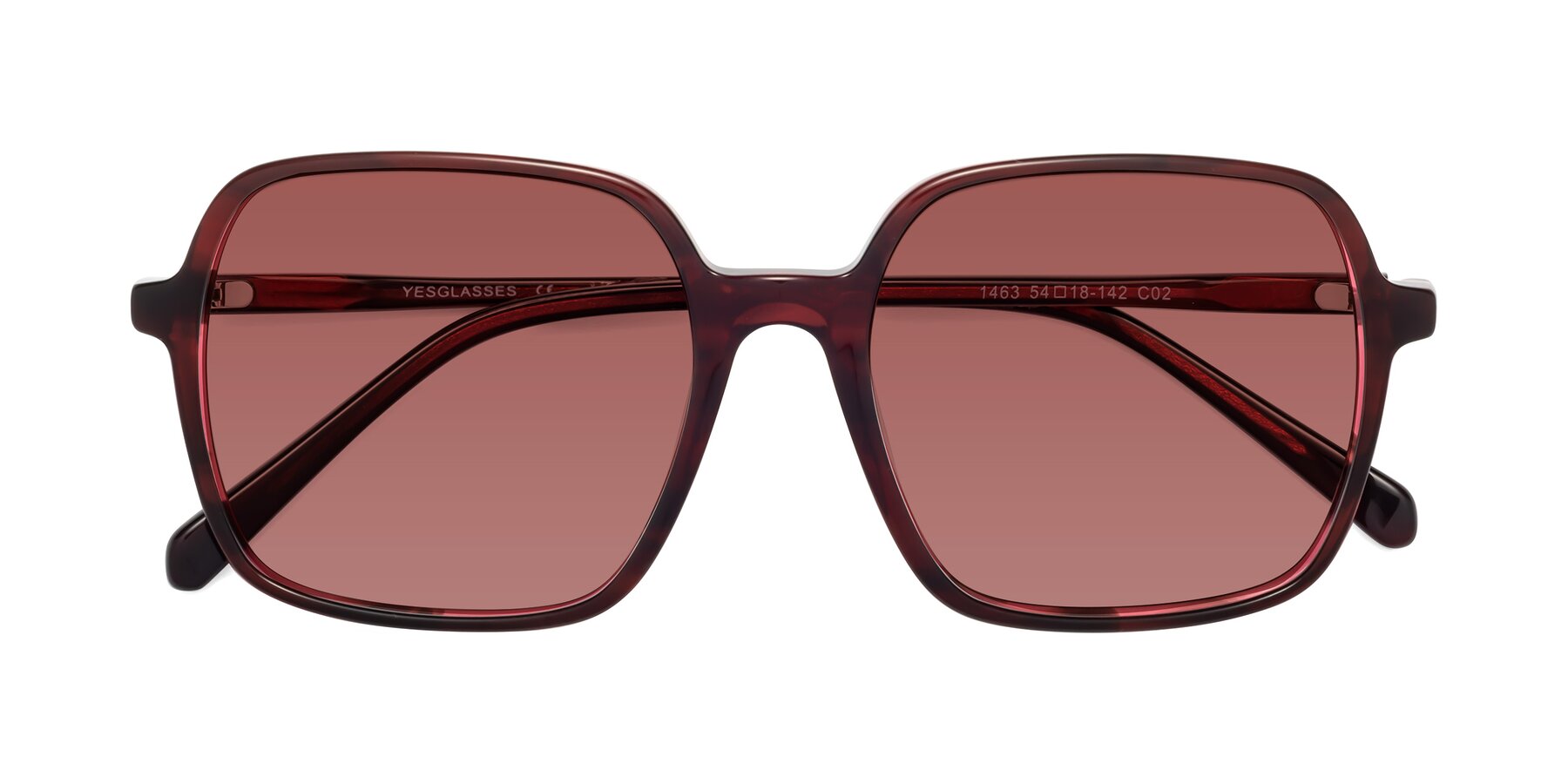 Folded Front of 1463 in Wine with Garnet Tinted Lenses