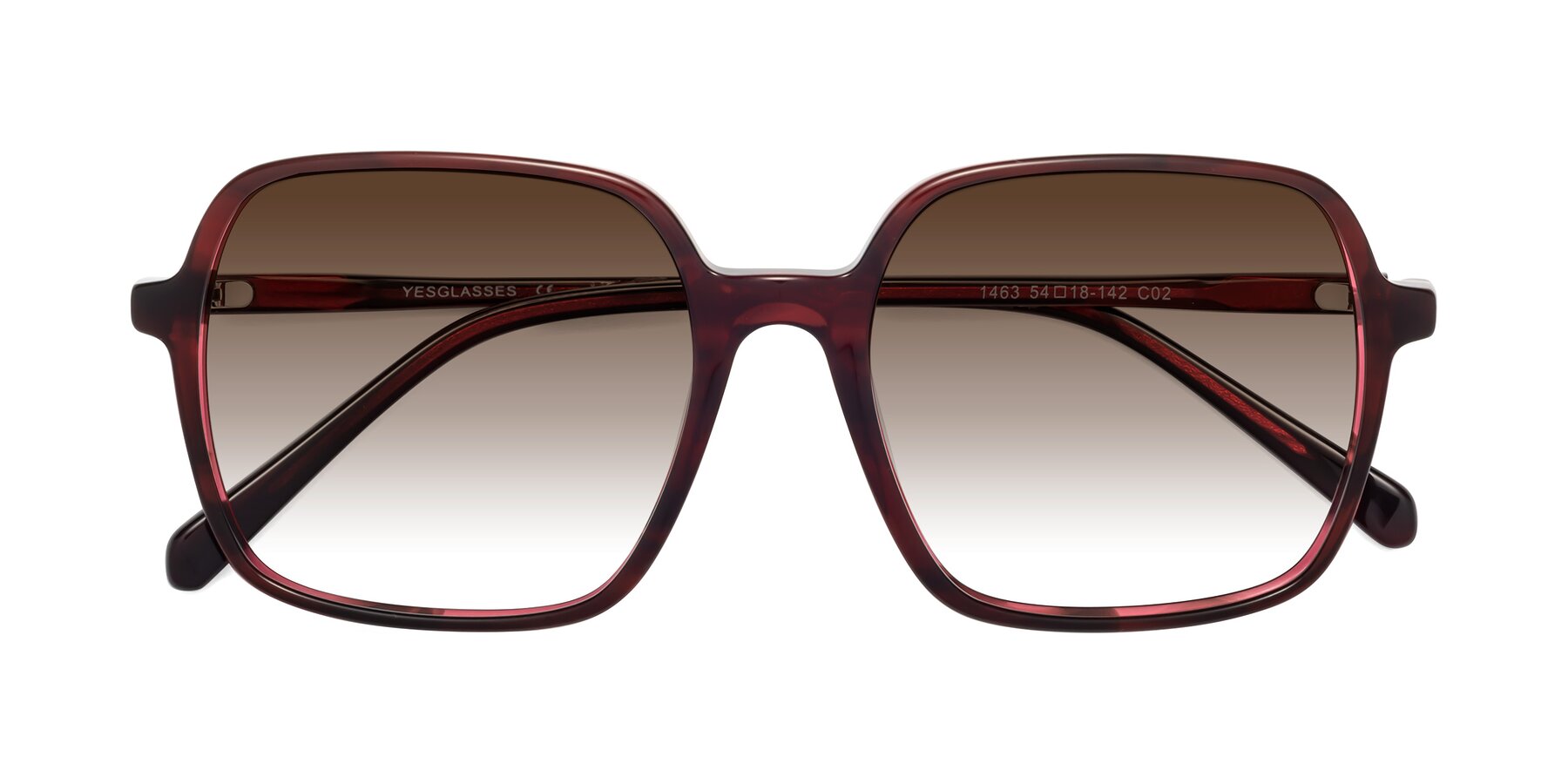 Folded Front of 1463 in Wine with Brown Gradient Lenses
