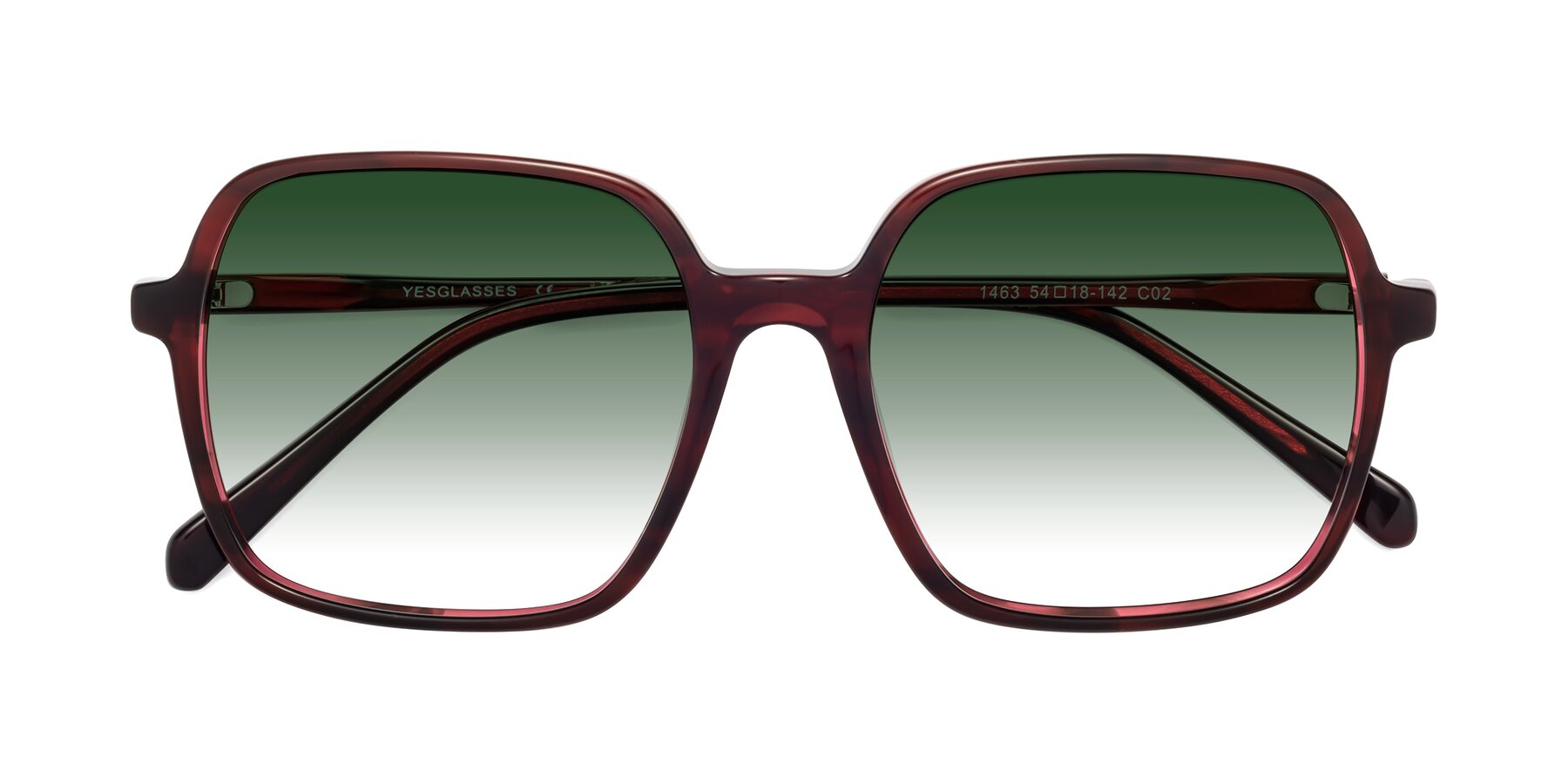 Folded Front of 1463 in Wine with Green Gradient Lenses
