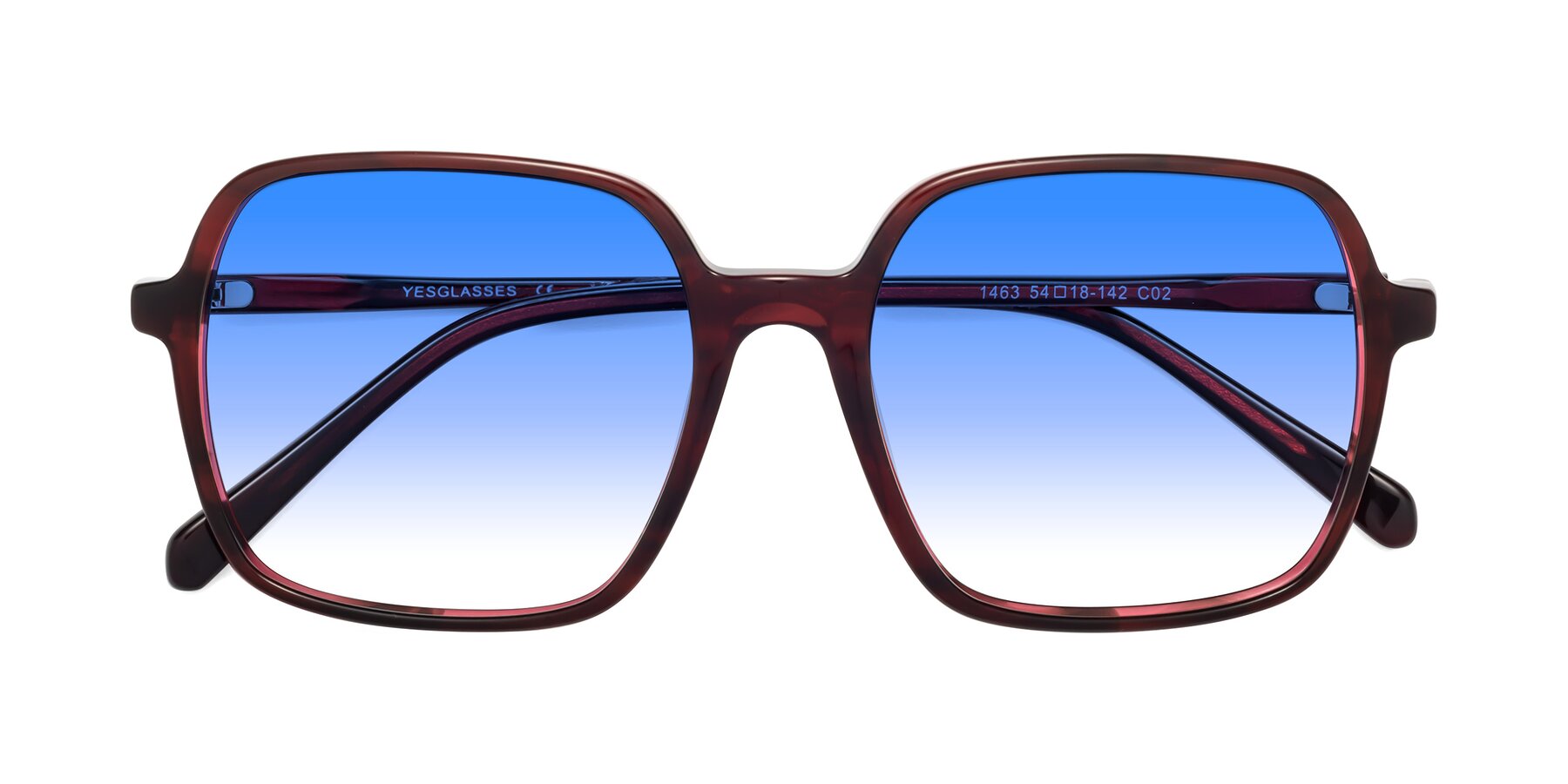Folded Front of 1463 in Wine with Blue Gradient Lenses