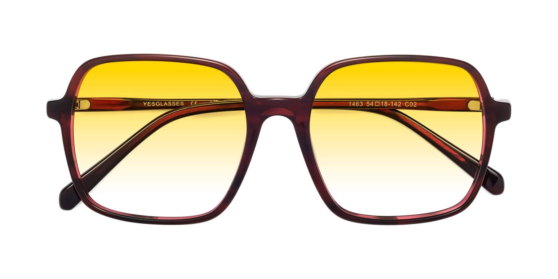 Folded Front of 1463 in Wine with Yellow Gradient Lenses