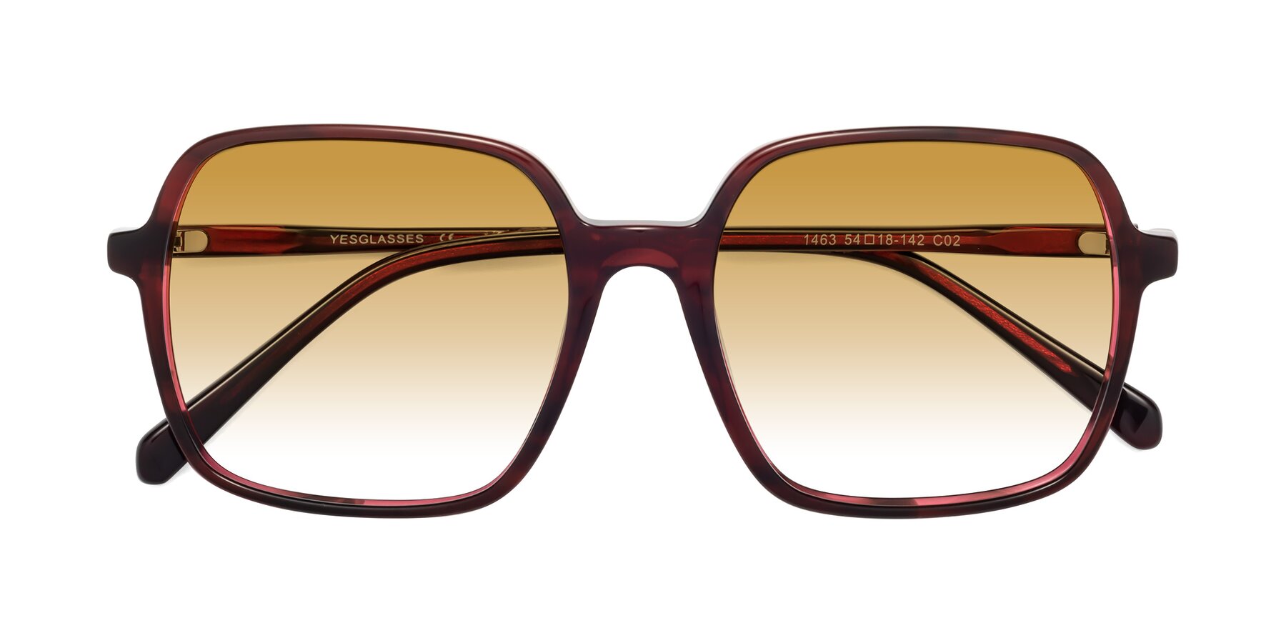 Folded Front of 1463 in Wine with Champagne Gradient Lenses