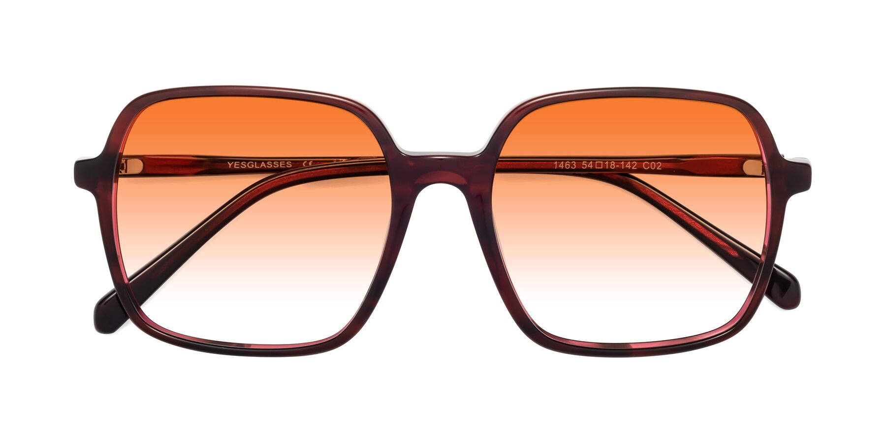 Folded Front of 1463 in Wine with Orange Gradient Lenses