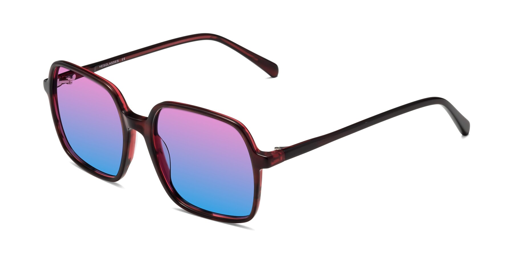 Angle of 1463 in Wine with Pink / Blue Gradient Lenses