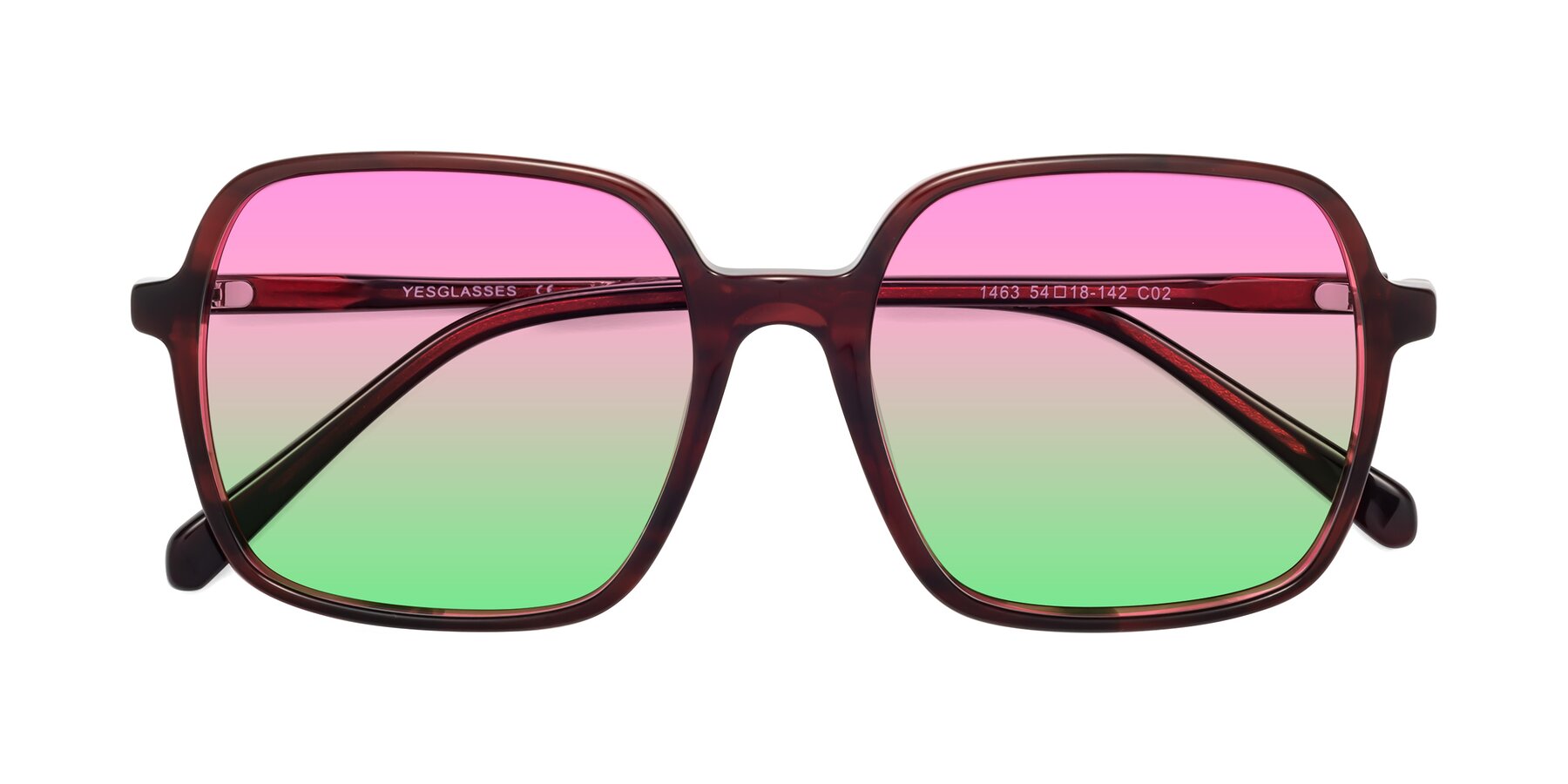 Folded Front of 1463 in Wine with Pink / Green Gradient Lenses