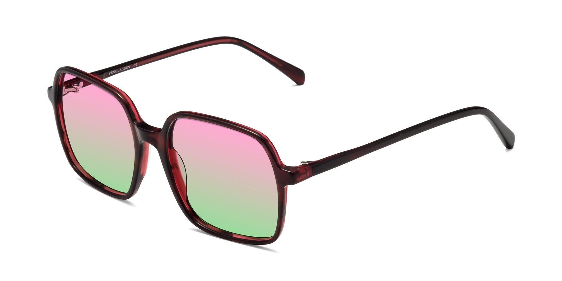 Angle of 1463 in Wine with Pink / Green Gradient Lenses