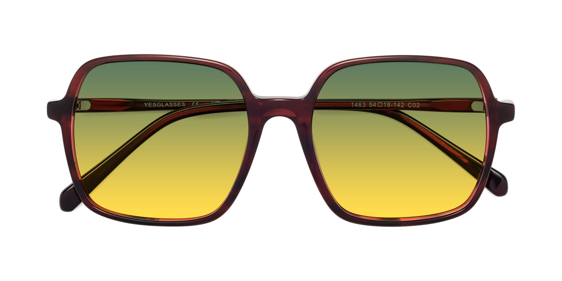 Folded Front of 1463 in Wine with Green / Yellow Gradient Lenses