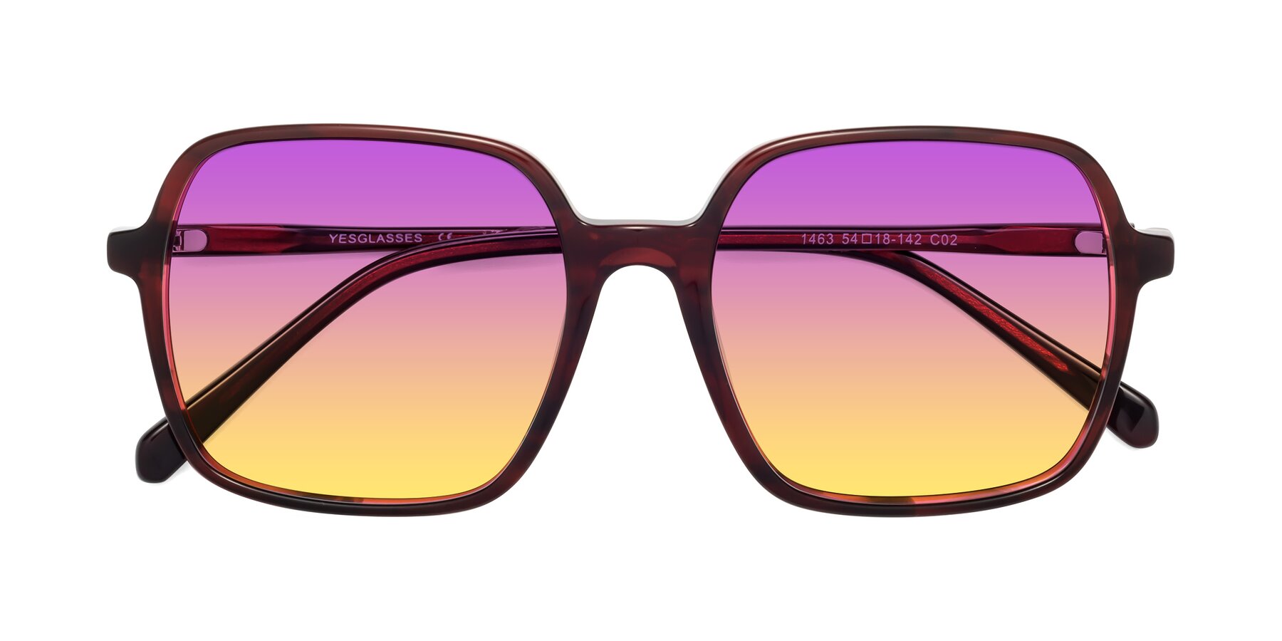 Folded Front of 1463 in Wine with Purple / Yellow Gradient Lenses