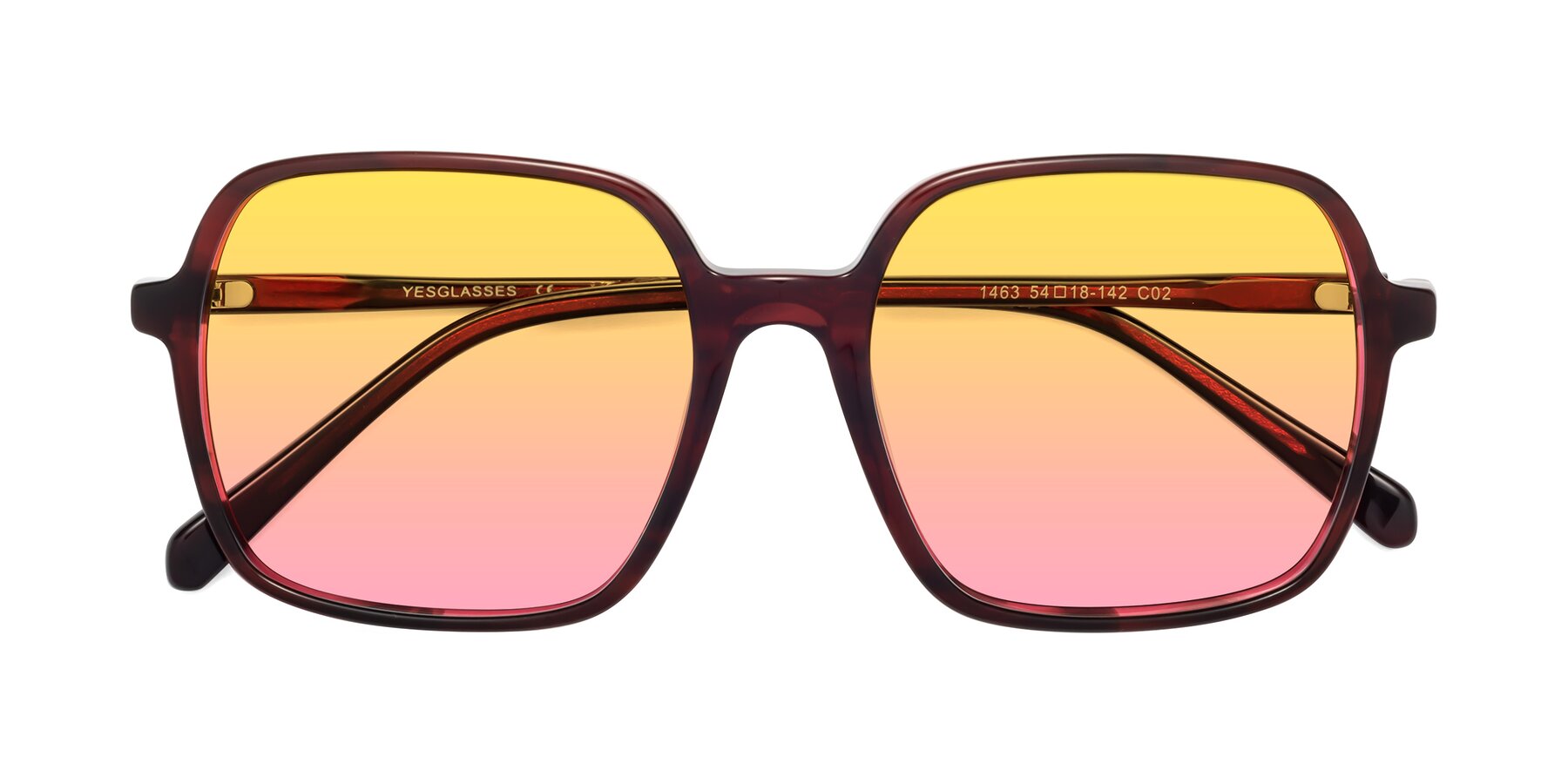 Folded Front of 1463 in Wine with Yellow / Pink Gradient Lenses