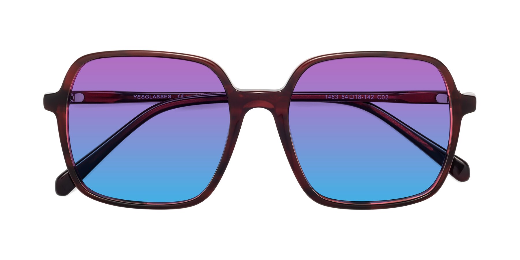 Folded Front of 1463 in Wine with Purple / Blue Gradient Lenses