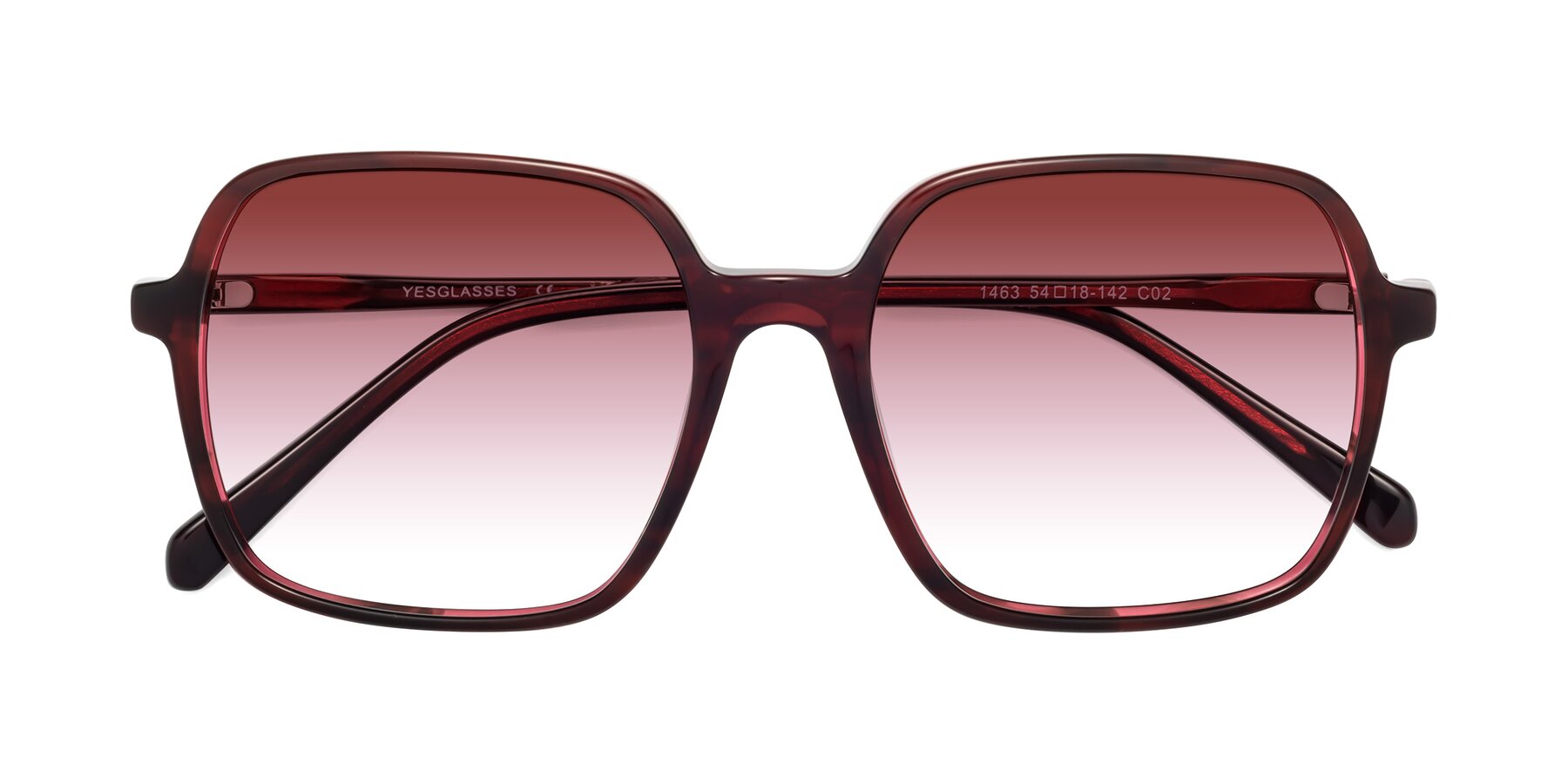 Folded Front of 1463 in Wine with Garnet Gradient Lenses