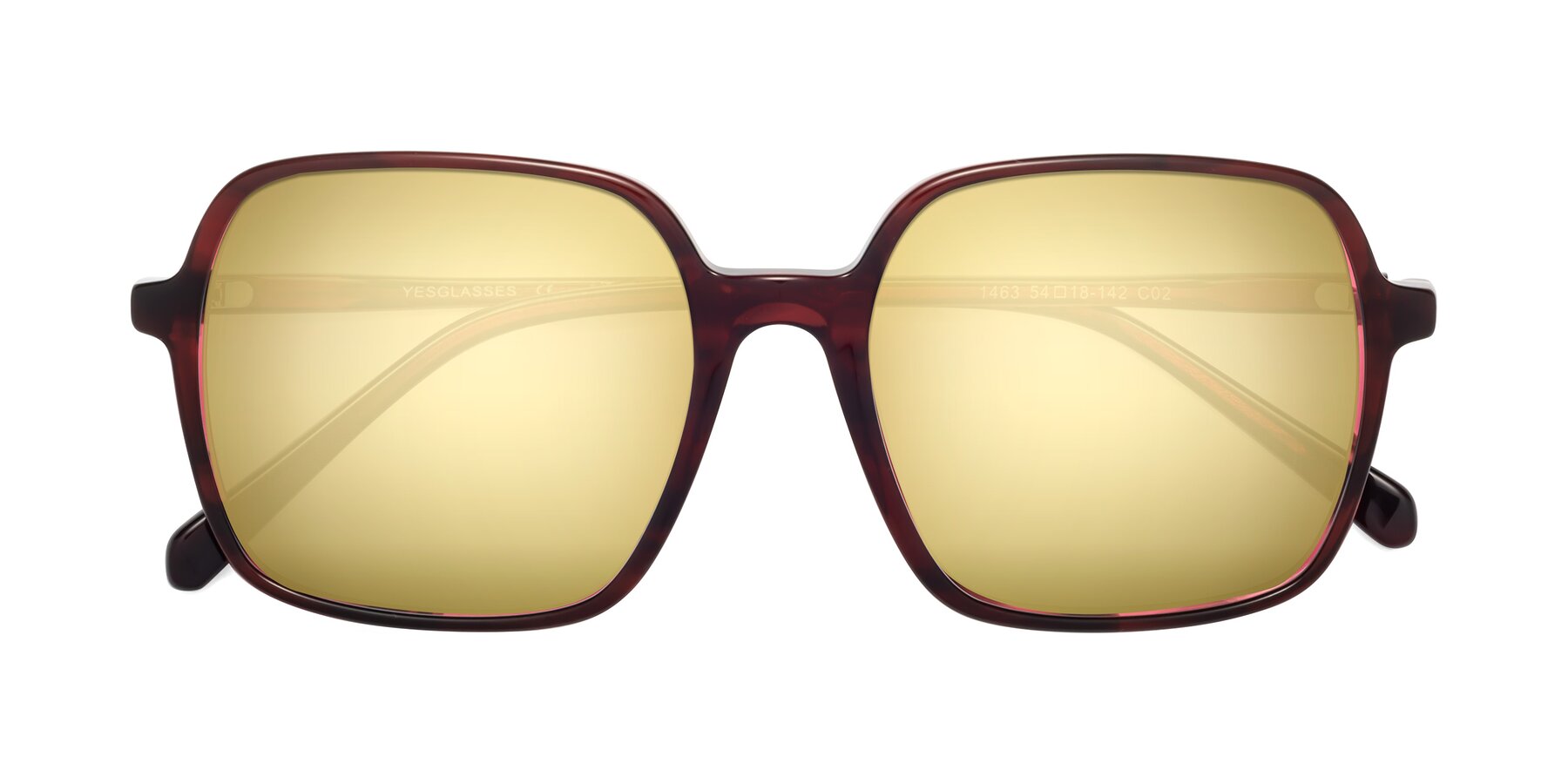 Folded Front of 1463 in Wine with Gold Mirrored Lenses