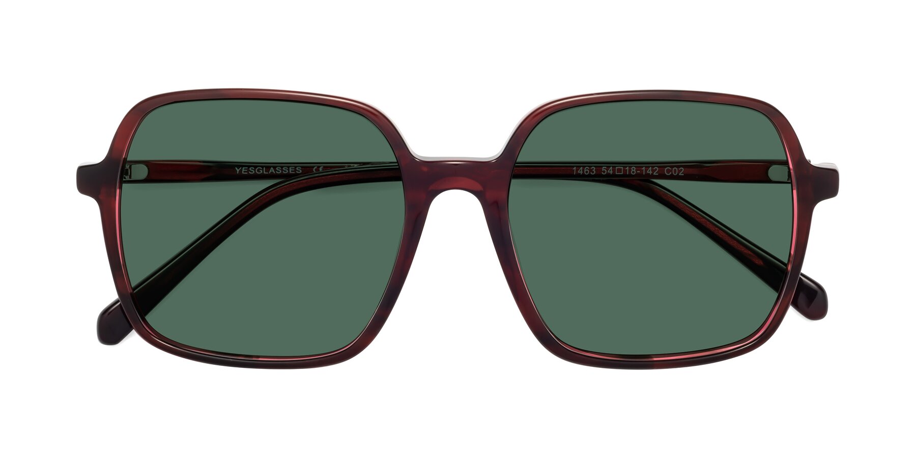 Folded Front of 1463 in Wine with Green Polarized Lenses