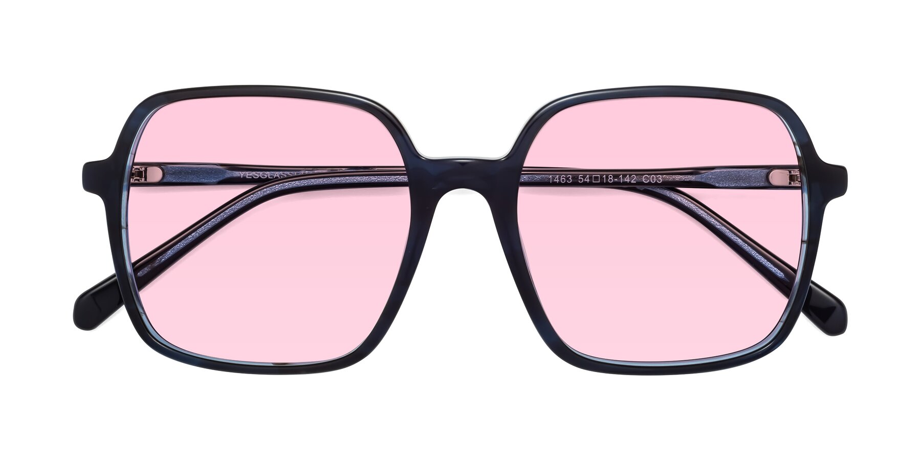 Folded Front of 1463 in Blue with Light Pink Tinted Lenses