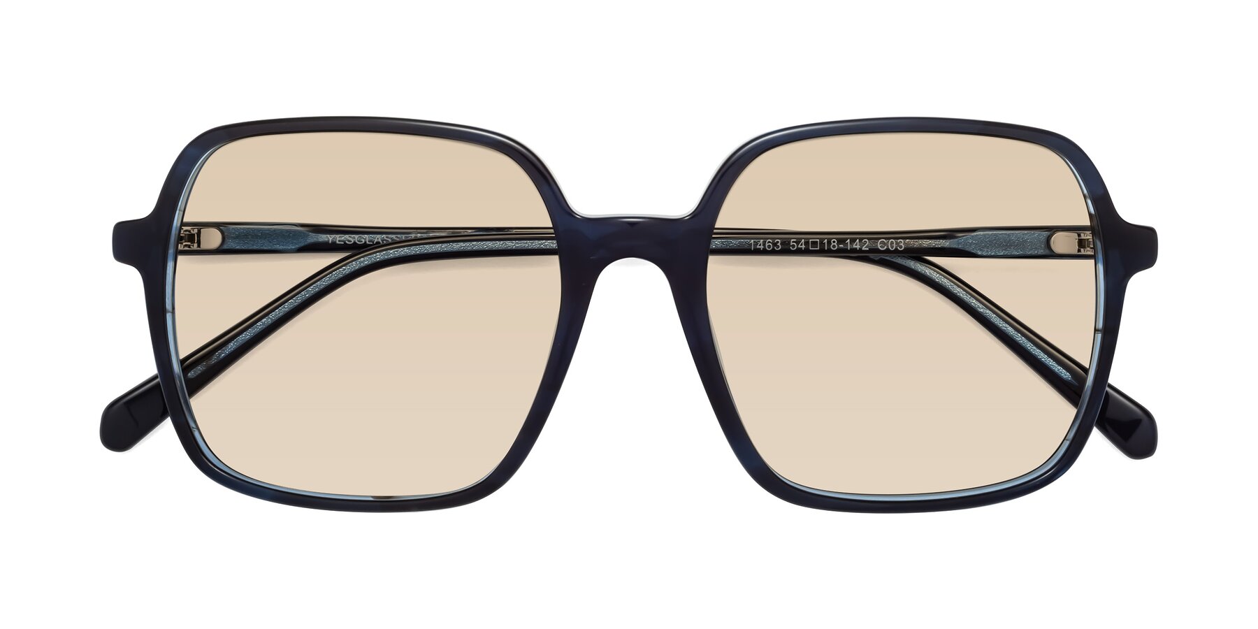 Folded Front of 1463 in Blue with Light Brown Tinted Lenses