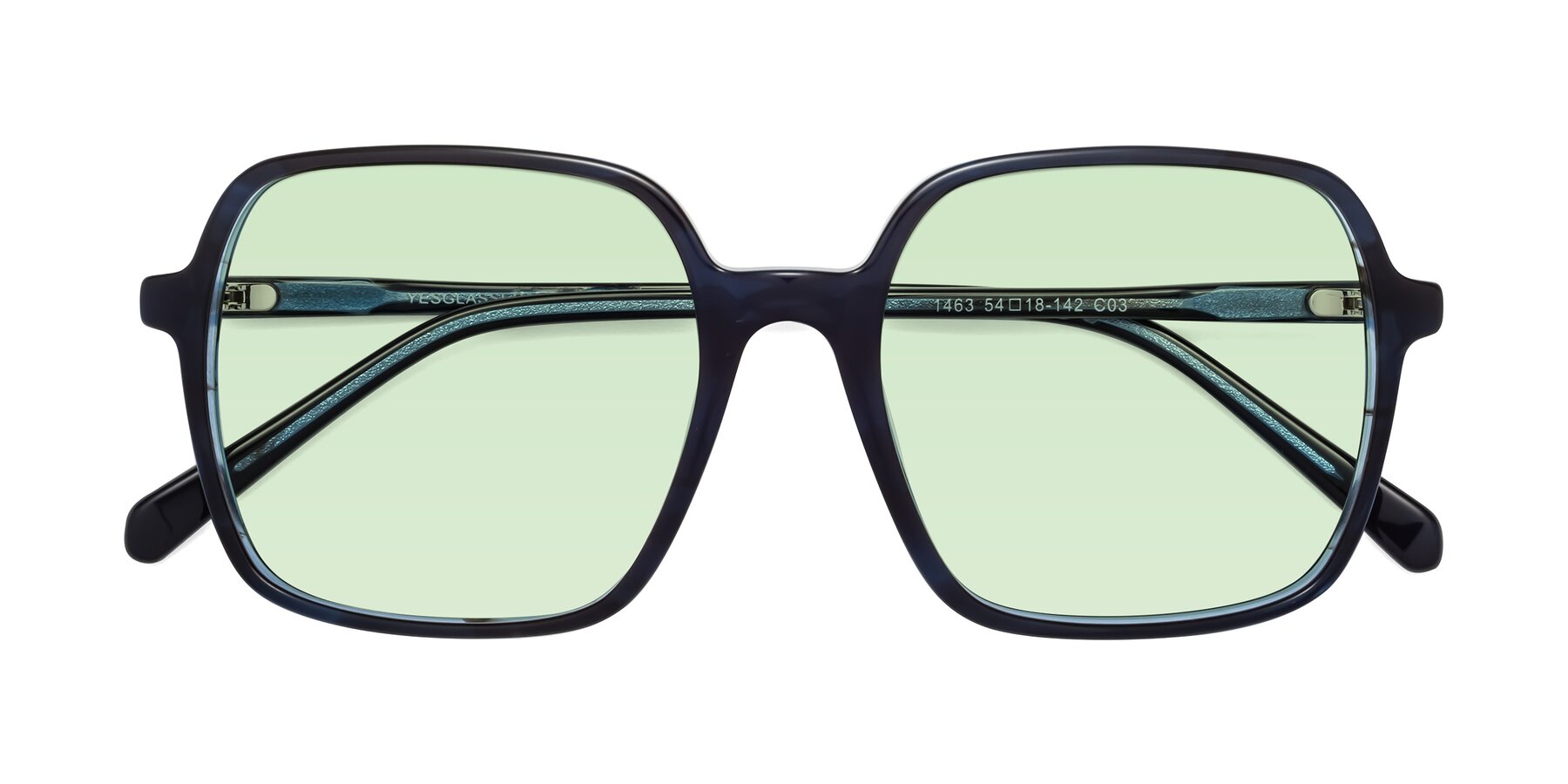 Folded Front of 1463 in Blue with Light Green Tinted Lenses