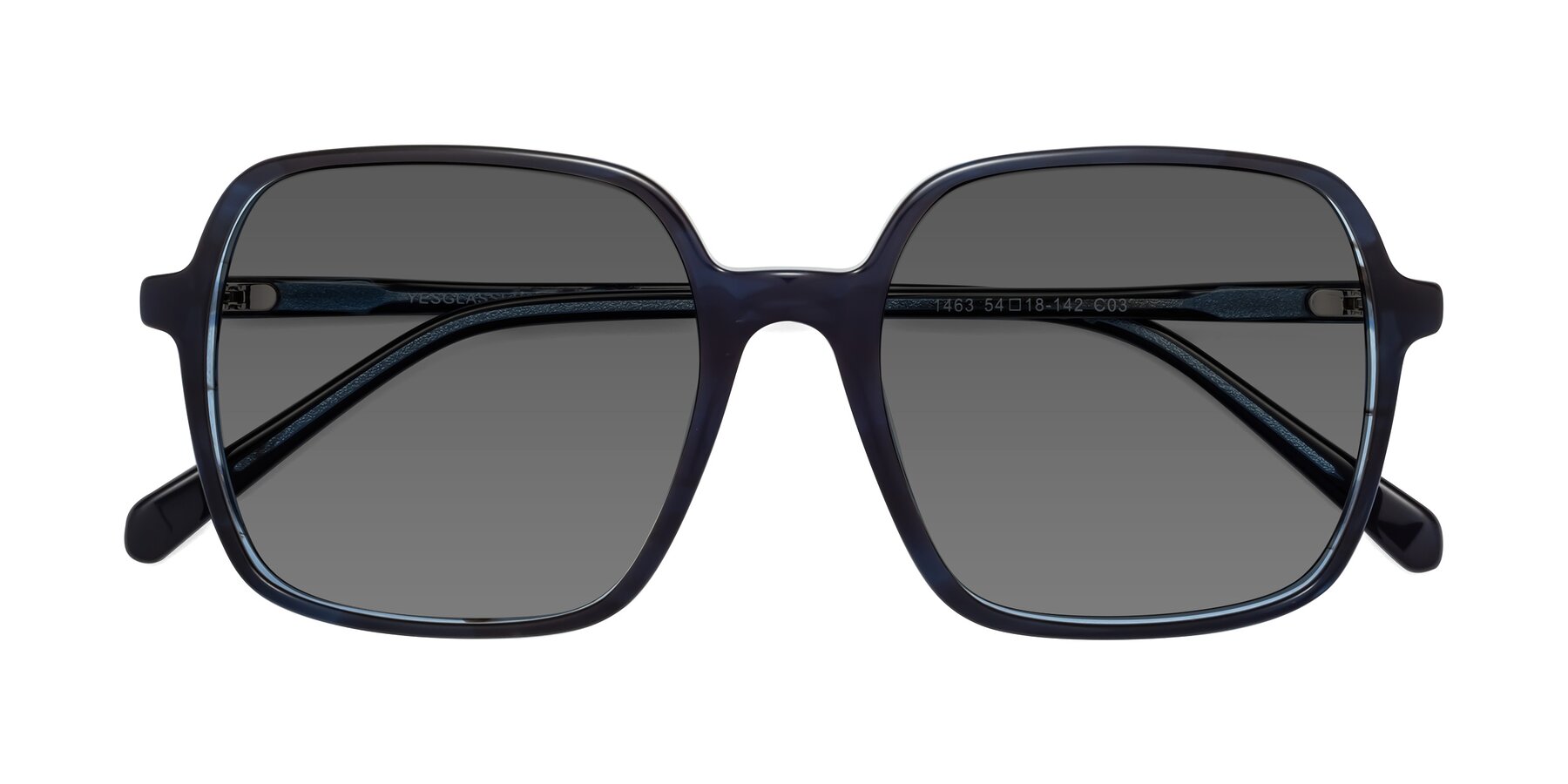 Folded Front of 1463 in Blue with Medium Gray Tinted Lenses