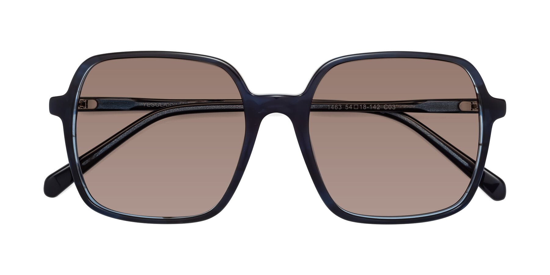 Folded Front of 1463 in Blue with Medium Brown Tinted Lenses
