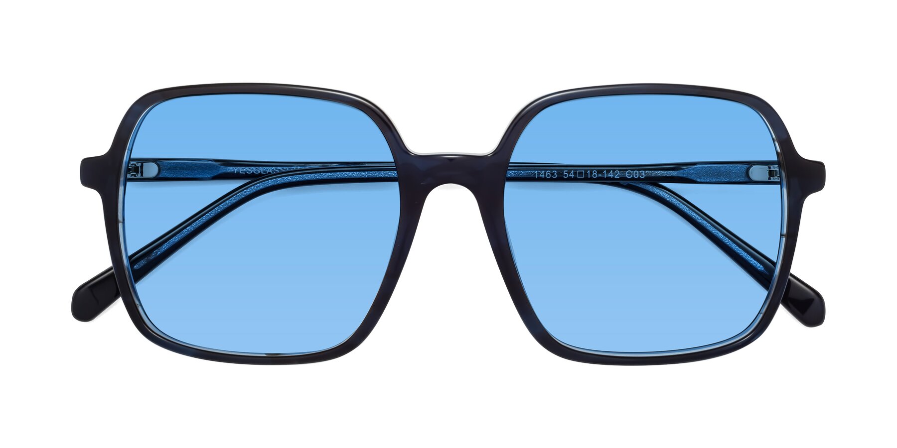 Folded Front of 1463 in Blue with Medium Blue Tinted Lenses
