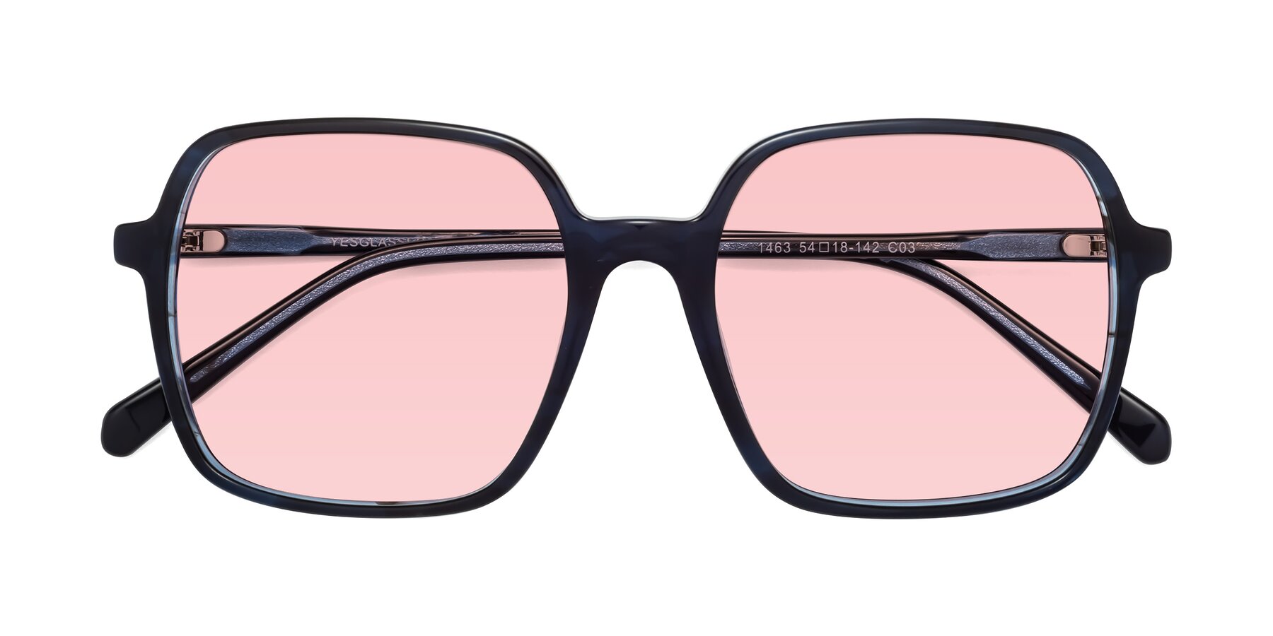 Folded Front of 1463 in Blue with Light Garnet Tinted Lenses