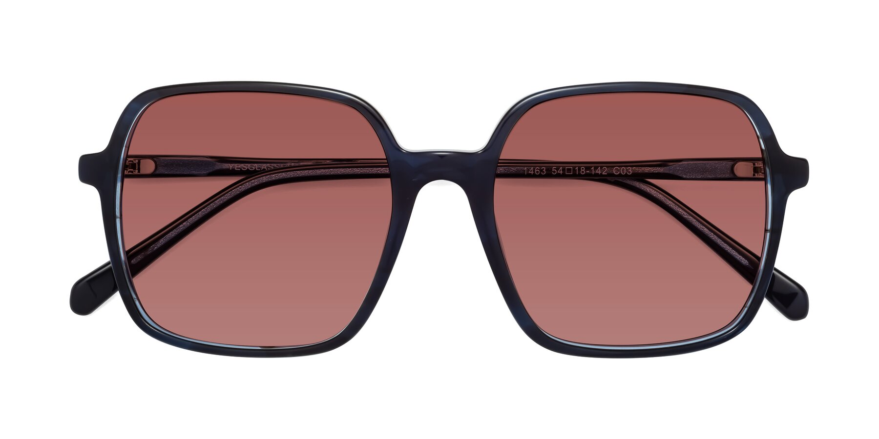 Folded Front of 1463 in Blue with Garnet Tinted Lenses