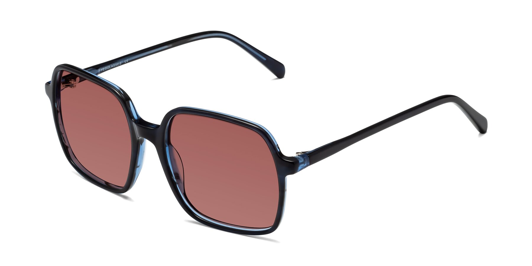 Angle of 1463 in Blue with Garnet Tinted Lenses