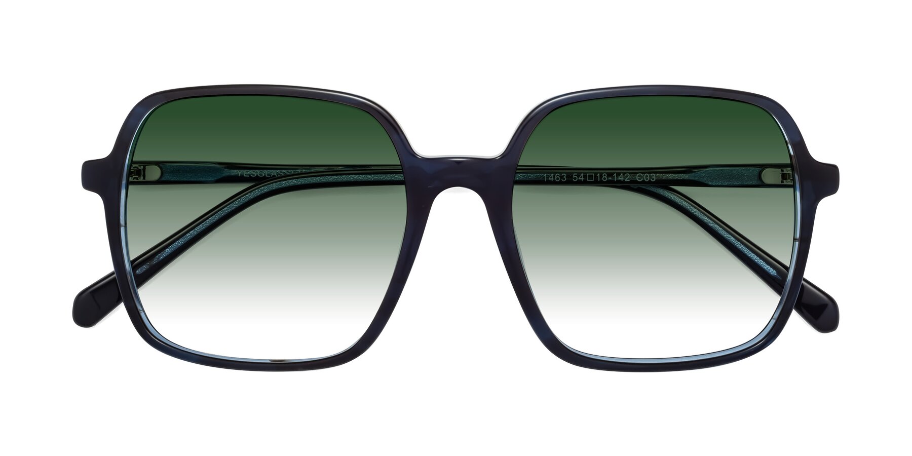 Folded Front of 1463 in Blue with Green Gradient Lenses