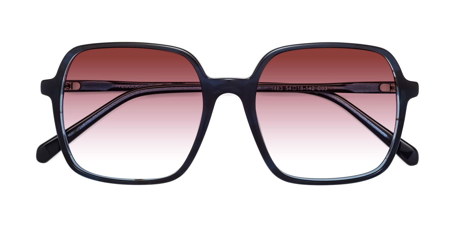 Folded Front of 1463 in Blue with Garnet Gradient Lenses