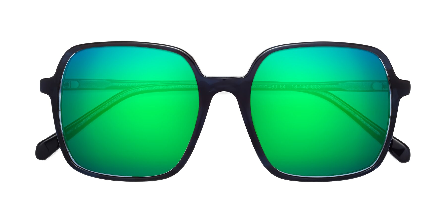 Folded Front of 1463 in Blue with Green Mirrored Lenses