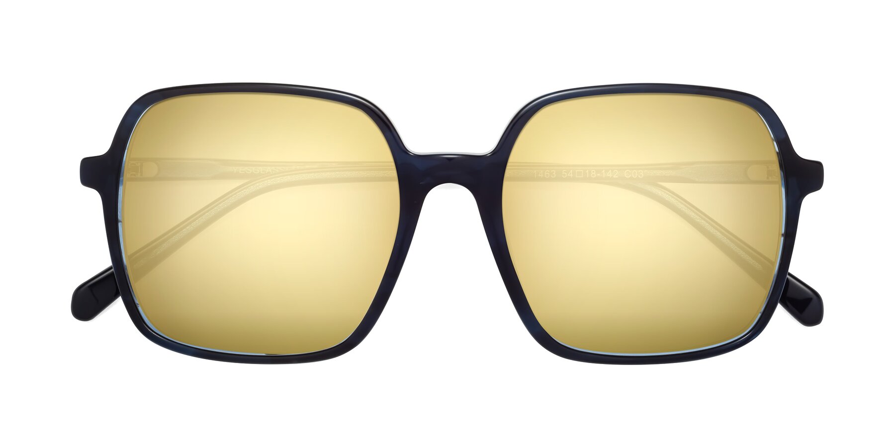 Folded Front of 1463 in Blue with Gold Mirrored Lenses