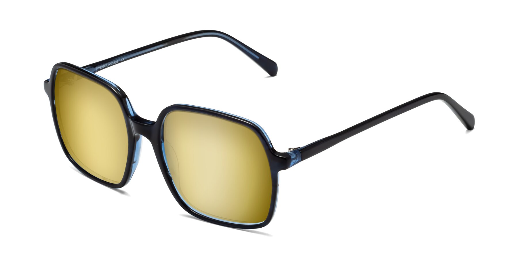 Angle of 1463 in Blue with Gold Mirrored Lenses