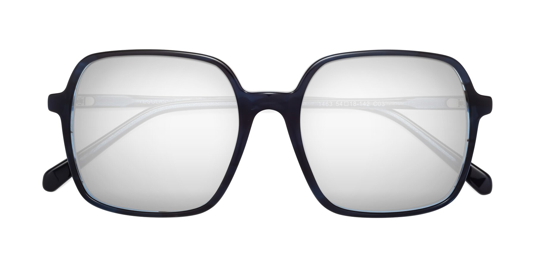 Folded Front of 1463 in Blue with Silver Mirrored Lenses