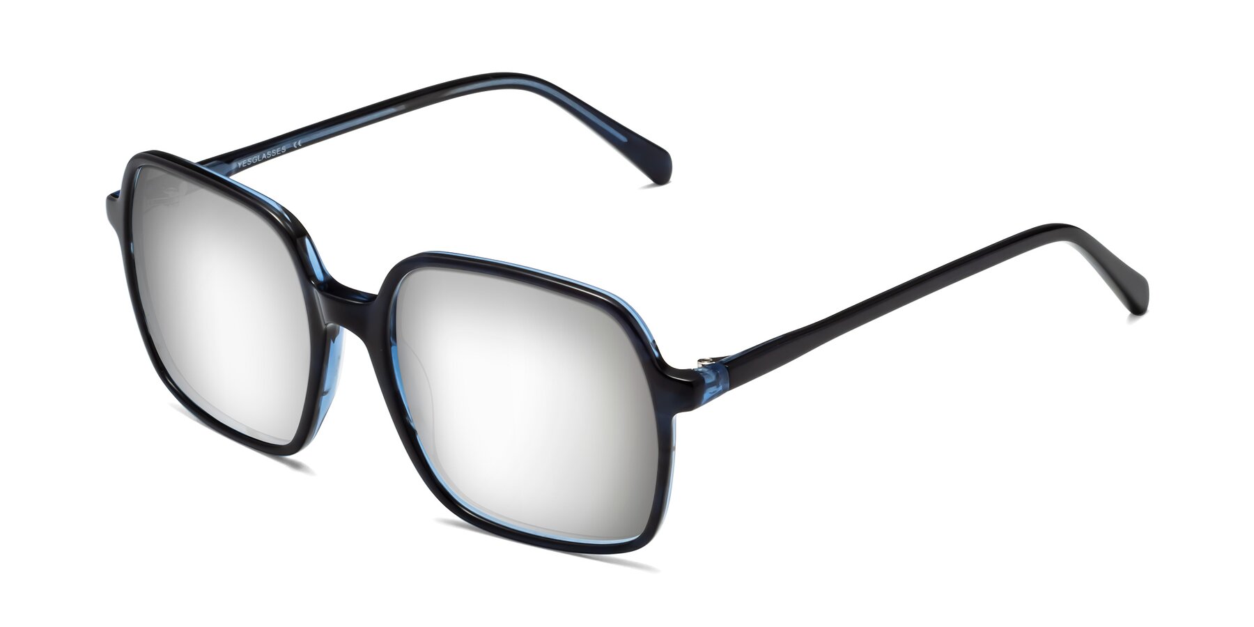 Angle of 1463 in Blue with Silver Mirrored Lenses